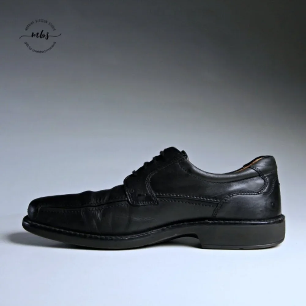 Ecco Lace‎ Up Leather Dress Shoes Black Men 12 - 12-5